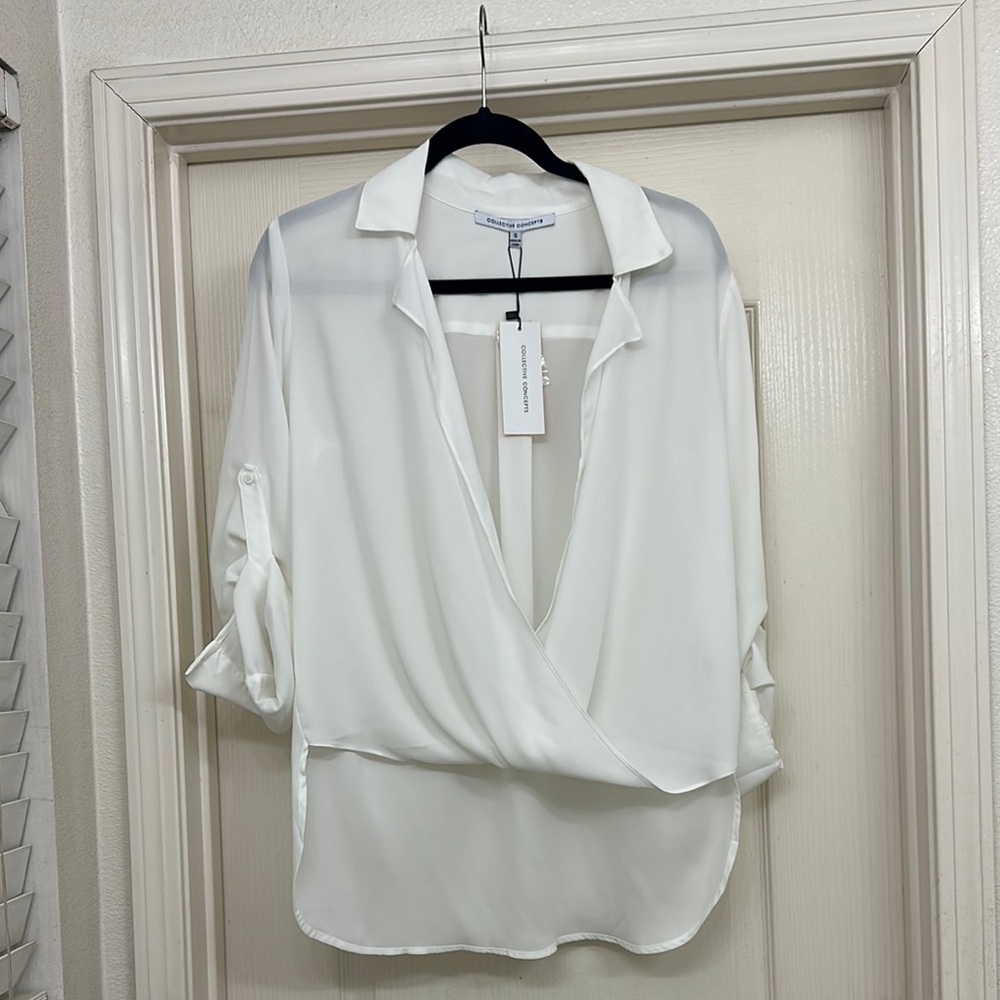 White Draped Blouse